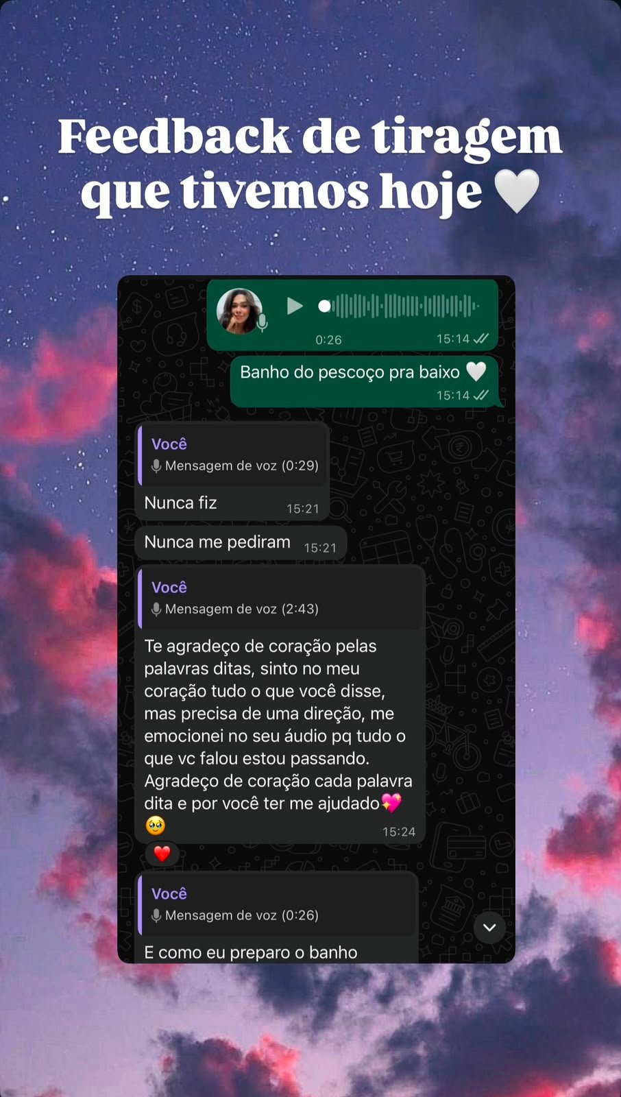 Print de depoimento de cliente sobre a Mesa Estelar